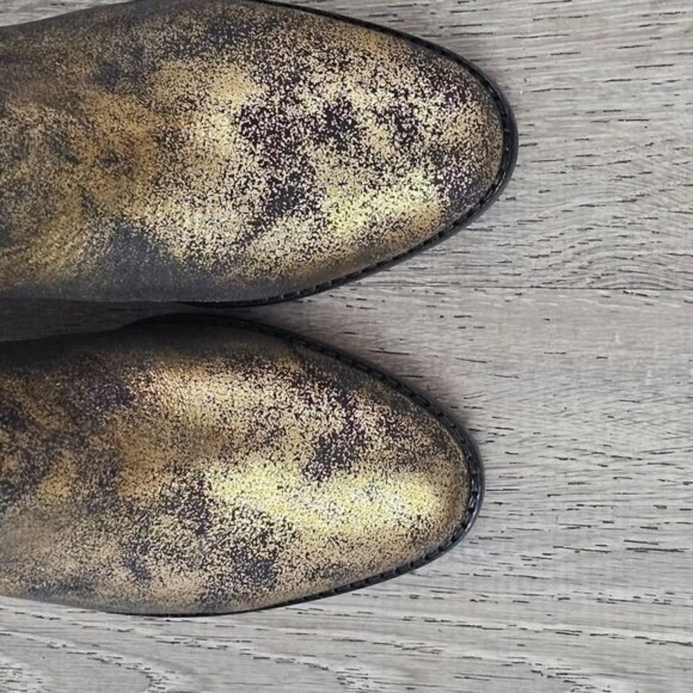 Lauren Ralph Lauren Ankle Boots Womens 7 Gold Excellent Metallic Block‎ Heel LRL - Picture 7 of 11